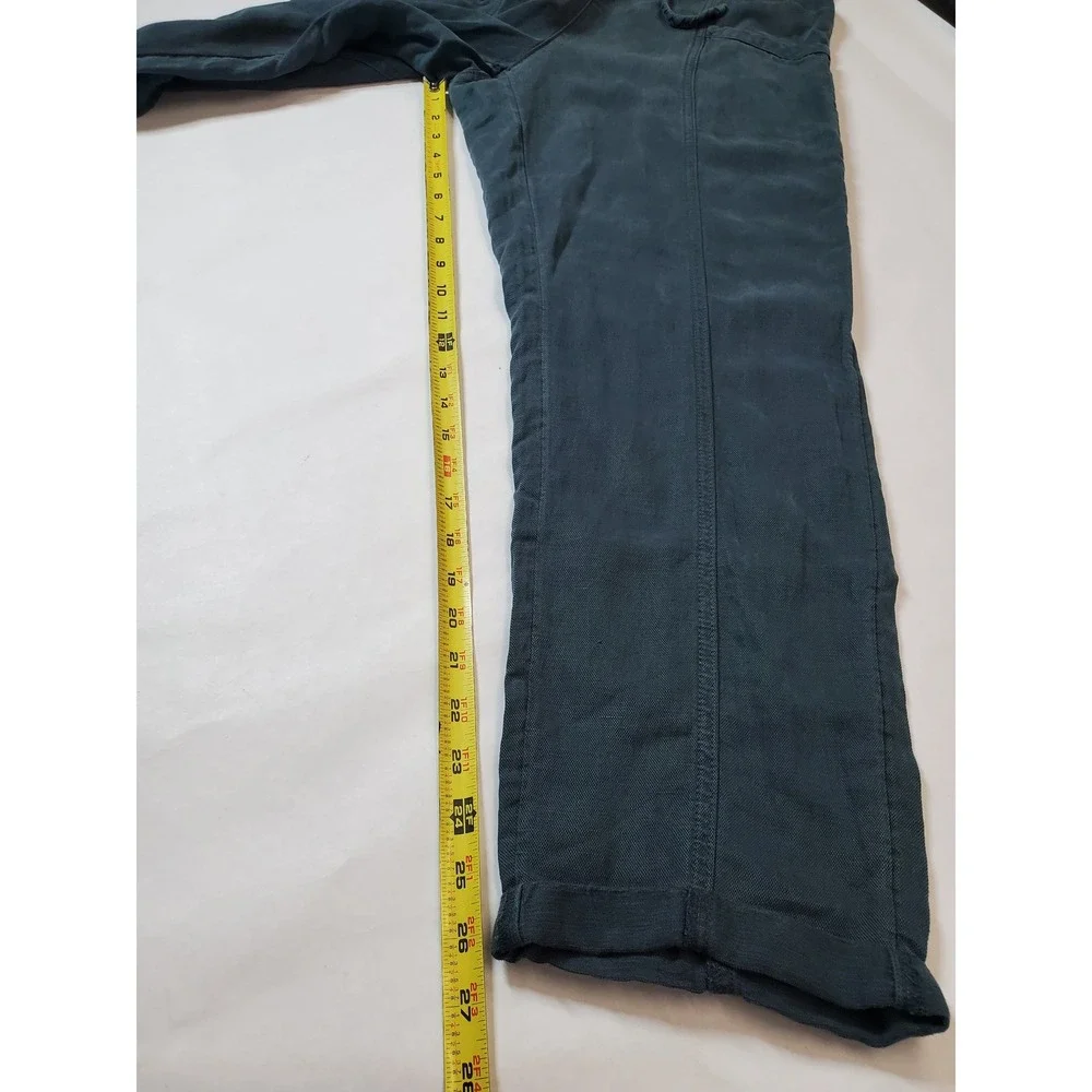 C&C‎ California Teal Blue Linen Blend Drawstring Waist Pants Women's Size L - Picture 9 of 10